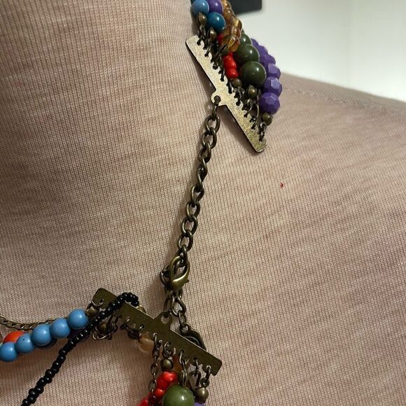 Multi Strand Multi Colored Necklace - Picture 3 of 3
